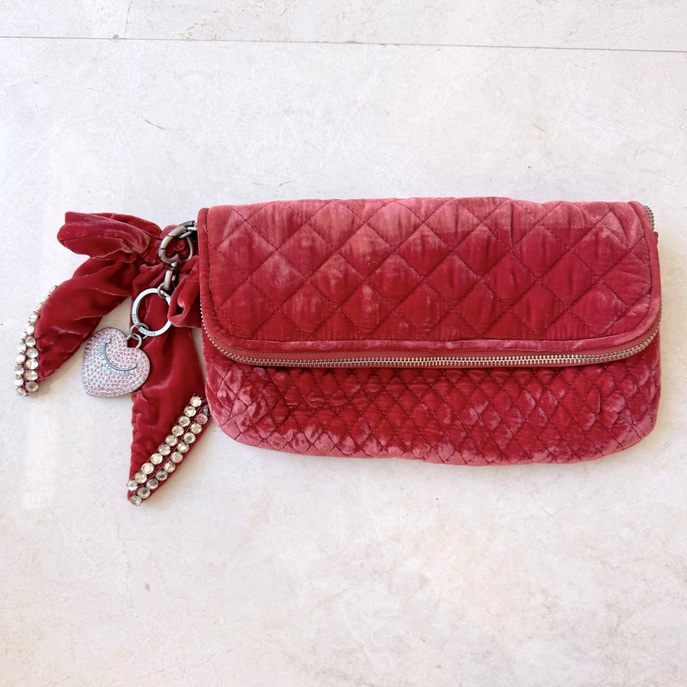 Juicy Couture clutch bag with bow pink velour